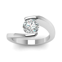White Gold 1/2ct TDW Round-cut Diamond Solitaire Swirl Engagement Ring by Fascinating Diamonds - Handcrafted By Name My Rings™