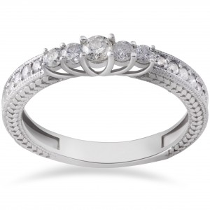 White Gold 1/2ct TDW Vintage Diamond Anniversary Ring - Handcrafted By Name My Rings™