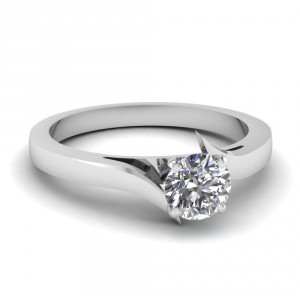 White Gold 1/2ct TDW White Diamond Solitaire GIA Certified Swirl Engagement Ring - Handcrafted By Name My Rings™