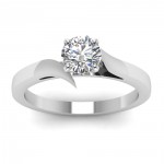 White Gold 1/2ct TDW White Diamond Solitaire GIA Certified Swirl Engagement Ring - Handcrafted By Name My Rings™