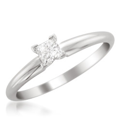 White Gold 1/3ct Princess Solitaire Engagement Ring - Handcrafted By Name My Rings™