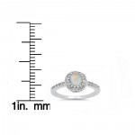 White Gold 1/4ct TDW Oval Opal & Diamond Halo Engagement Ring - Handcrafted By Name My Rings™