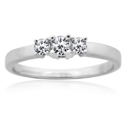 White Gold 1/4ct TDW Round Diamond Prong-set 3-stone Anniversary Ring - Handcrafted By Name My Rings™