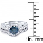 White Gold 1.5ct TDW Blue/ White Vintage-style Diamond Bridal Set - Handcrafted By Name My Rings™