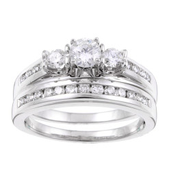 White Gold 1ct TDW Certified Diamond Bridal Ring Set - Handcrafted By Name My Rings™