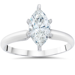 White Gold 1ct TDW Clarity Enhanced Marquise-cut Diamond Solitaire Engagement Ring - Handcrafted By Name My Rings™