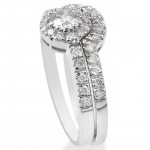 White Gold 1ct TDW Diamond Halo Bridal Set - Handcrafted By Name My Rings™