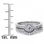 White Gold 1ct TDW Diamond Halo Bridal Set - Handcrafted By Name My Rings™
