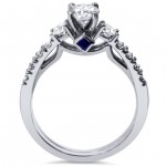 White Gold 1ct TDW Diamond Sapphire Accent Engagement Ring - Handcrafted By Name My Rings™