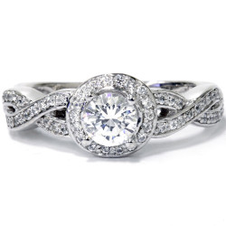 White Gold 1ct TDW Diamond Vintage Engagement Ring - Handcrafted By Name My Rings™