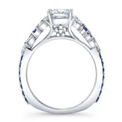White Gold 1ct TDW Diamond and Blue Sapphire Princess Engagement Ring - Handcrafted By Name My Rings™
