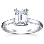 White Gold 1ct TDW Emerald Cut Diamond Solitaire Engagement Ring - Handcrafted By Name My Rings™