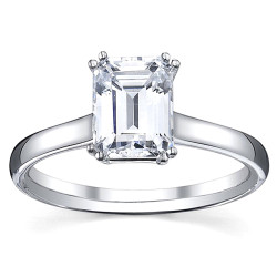 White Gold 1ct TDW Emerald Cut Diamond Solitaire Engagement Ring - Handcrafted By Name My Rings™