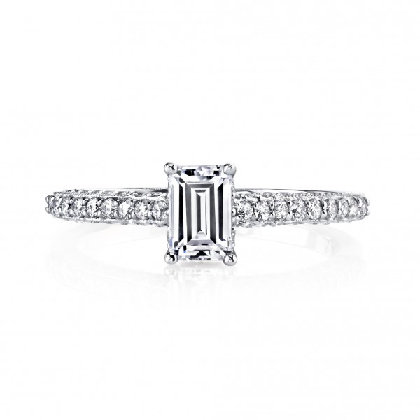 White Gold 1ct TDW Emerald-cut Diamond Engagement Ring - Handcrafted By Name My Rings™