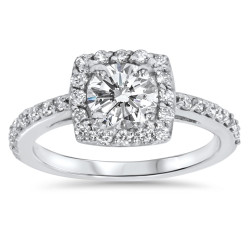 White Gold 1ct TDW Halo Diamond Engagement Ring - Handcrafted By Name My Rings™
