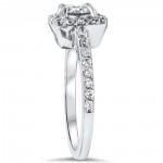 White Gold 1ct TDW Halo Diamond Engagement Ring - Handcrafted By Name My Rings™
