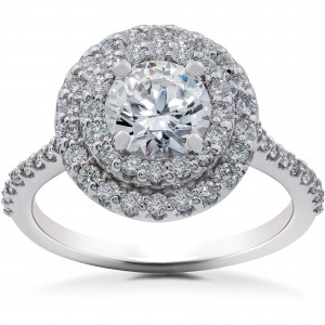 White Gold 1ct TDW Halo Eco-Friendly Lab Grown Diamond Engagement Ring - Handcrafted By Name My Rings™