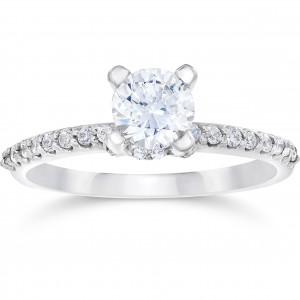 White Gold 1ct TDW Halo Engagement Diamond Ring - Handcrafted By Name My Rings™