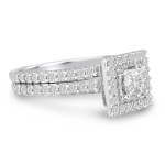 White Gold 1ct TDW Micropave Princess-cut Diamond Bridal Engagement Set - Handcrafted By Name My Rings™