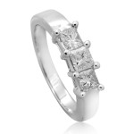 White Gold 1ct TDW Princess-cut Diamond 3-stone Anniversary Ring - Handcrafted By Name My Rings™