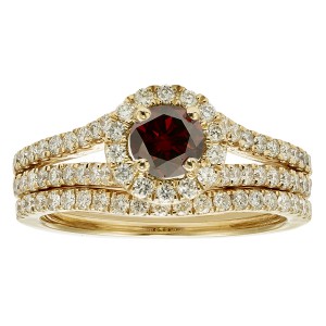 White Gold 1ct TDW Red Diamond Bridal Ring Set - Handcrafted By Name My Rings™