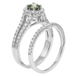 White Gold 1ct TDW Red or Green Diamond Bridal Ring Set - Handcrafted By Name My Rings™