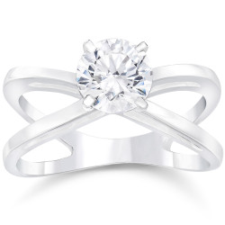 White Gold 1ct TDW Round Cut Clarity Enhanced Diamond Solitaire Engagement Ring - Handcrafted By Name My Rings™