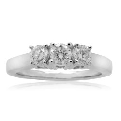 White Gold 1ct TDW Round Diamond 3-stone Prong-set Anniversary Ring - Handcrafted By Name My Rings™