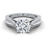 White Gold 1ct TDW Round Diamond Solitaire Engagement Ring - Handcrafted By Name My Rings™