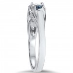 White Gold 1ct White and Blue Diamond 3-stone Engagement Ring - Handcrafted By Name My Rings™