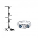 White Gold 1ct White and Blue Diamond 3-stone Engagement Ring - Handcrafted By Name My Rings™
