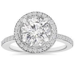 White Gold 2 1/ 8 ct TDW Clarity Enhanced Diamond Round Engagement Wedding Ring - Handcrafted By Name My Rings™
