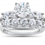 White Gold 2 1/2ct TDW Diamond Clarity Enhanced Five Stone Wedding & Engagement Ring Set - Handcrafted By Name My Rings™