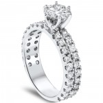 White Gold 2 1/2ct TDW Diamond Double Row Engagement Ring - Handcrafted By Name My Rings™