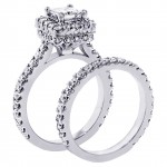 White Gold 2 1/2ct TDW Princess-cut Square Halo Diamond Bridal Ring Set - Handcrafted By Name My Rings™