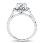 White Gold 2 1/3 ct Round Round Diamond Clarity Enhanced Halo Engagement Ring - Handcrafted By Name My Rings™