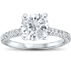 White Gold 2 1/3 cttw Diamond Engagement Ring Solitaire Round Brilliant Cut - Handcrafted By Name My Rings™