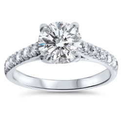 White Gold 2 1/4ct TDW Diamond Clarity Enhanced Engagement Ring - Handcrafted By Name My Rings™