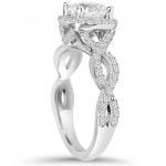 White Gold 2 1/4ct TDW Halo Round Clarity Enhanced Diamond Engagement Ring - Handcrafted By Name My Rings™