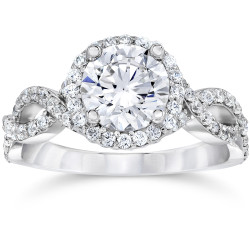 White Gold 2 1/4ct TDW Halo Round Clarity Enhanced Diamond Engagement Ring - Handcrafted By Name My Rings™