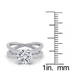 White Gold 2 1/4ct TDW Round Diamond Crossover Shank Engagement Ring - Handcrafted By Name My Rings™