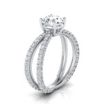 White Gold 2 1/4ct TDW Round Diamond Crossover Shank Engagement Ring - Handcrafted By Name My Rings™