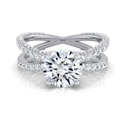 White Gold 2 1/4ct TDW Round Diamond Crossover Shank Engagement Ring - Handcrafted By Name My Rings™