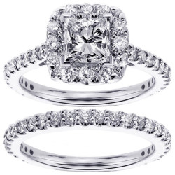 White Gold 2 1/5ct TDW Diamond Bridal Ring Set - Handcrafted By Name My Rings™