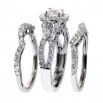 White Gold 2 2/5ct TDW Diamond Halo Bridal Ring Set - Handcrafted By Name My Rings™