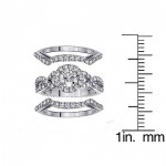 White Gold 2 2/5ct TDW Diamond Halo Bridal Ring Set - Handcrafted By Name My Rings™