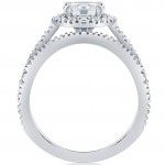 White Gold 2 3/4ct TDW Halo Diamond Clarity Enhanced 2-Piece Engagement Ring Set - Handcrafted By Name My Rings™