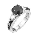 White Gold 2 4/5ct TDW Black and White Diamond Engagement Ring - Handcrafted By Name My Rings™