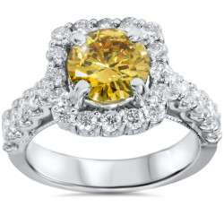 White Gold 2 5/8ct TDW Yellow and White Diamond Ring - Handcrafted By Name My Rings™