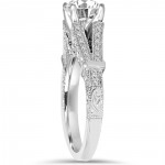 White Gold 2 ct TDW Clarity Enhanced Diamond Vintage Engagement Wedding Ring Set - Handcrafted By Name My Rings™